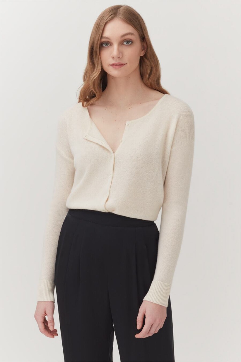 Cuyana Single-Origin Cashmere Ženske Kardigan Bijele | TPY568QW