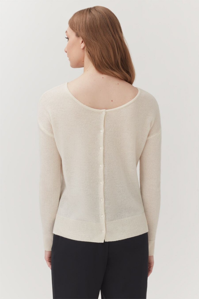 Cuyana Single-Origin Cashmere Ženske Kardigan Bijele | TPY568QW