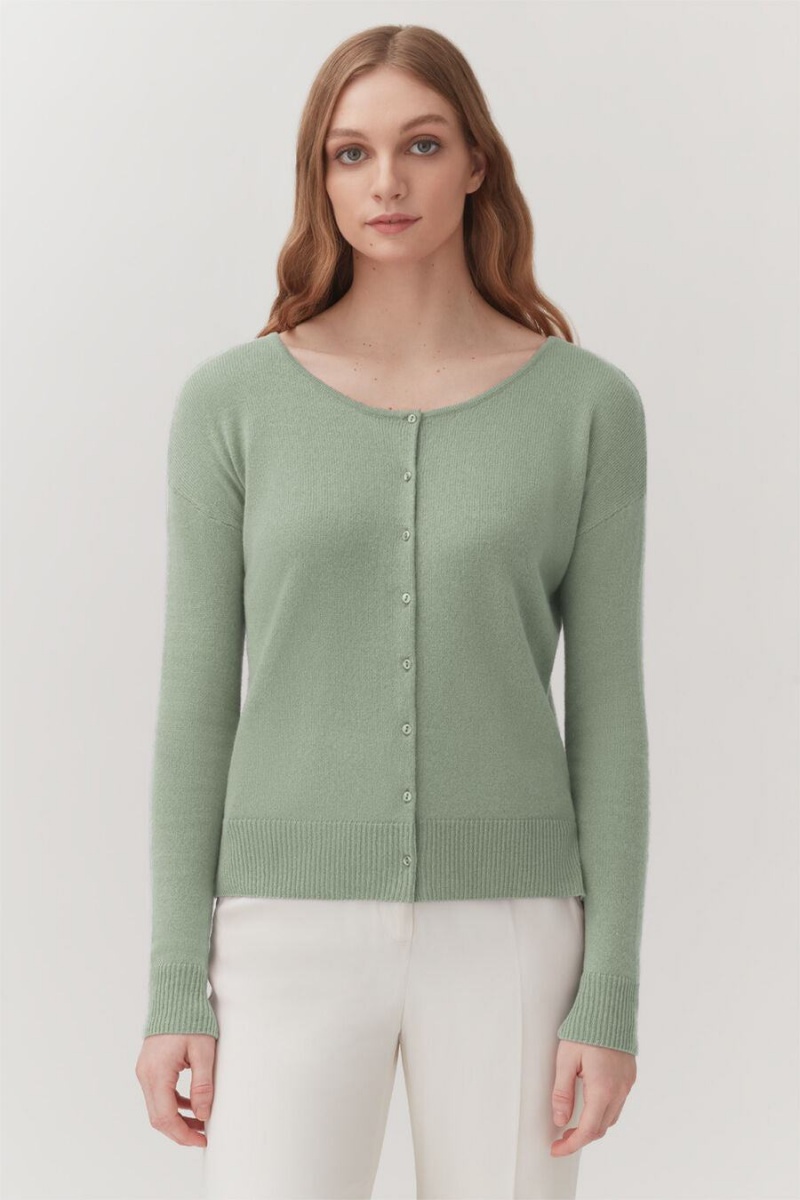 Cuyana Single-Origin Cashmere Ženske Kardigan Zelene | ERJ7067DP