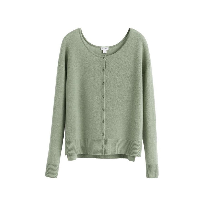 Cuyana Single-Origin Cashmere Ženske Kardigan Zelene | ERJ7067DP