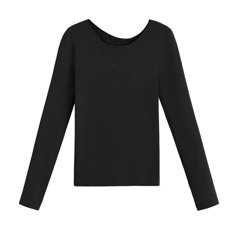 Cuyana Stretch Long Sleeve Tee Ženske Majice Crne | RMK4775AN