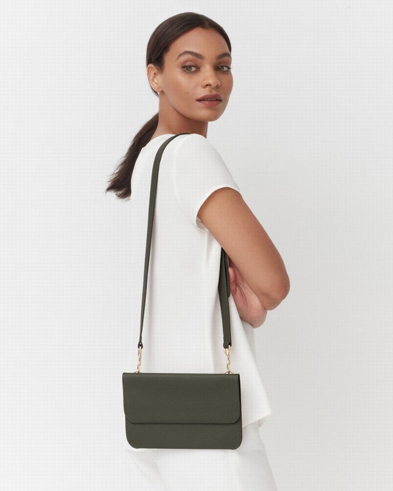 Cuyana System Flap Ženske Clutch Torbe Tamno Zelene | ENO4840ET