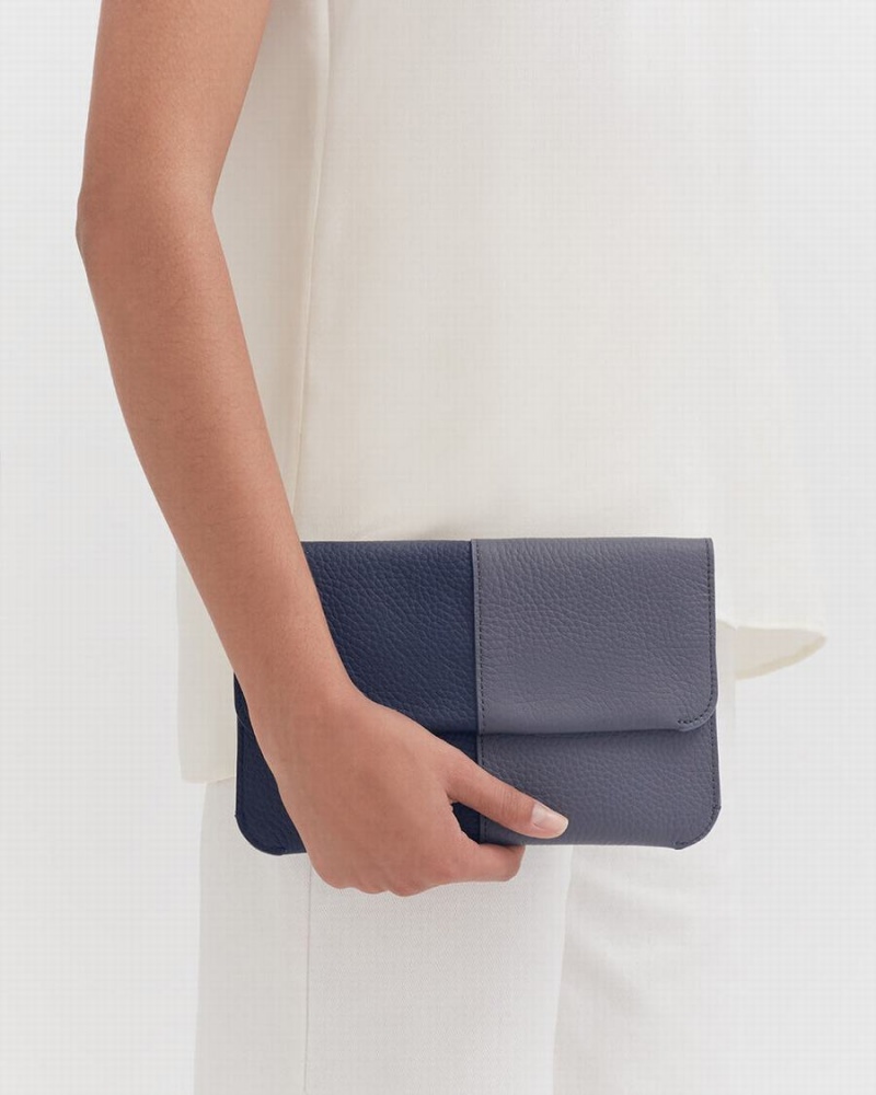 Cuyana System Flap Ženske Clutch Torbe Tamnoplave | JII9650UA