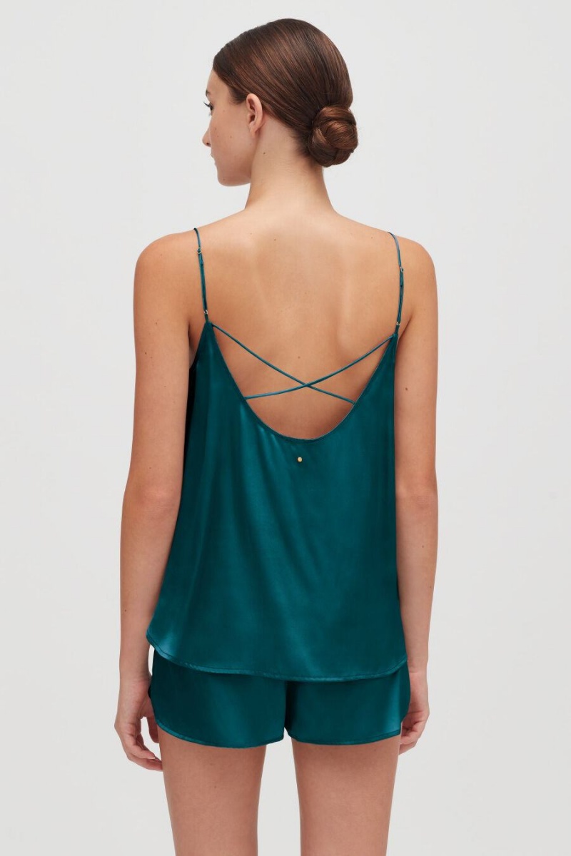 Cuyana Washable Charmeuse Cross-Back Cami Ženske Majica Bez Rukava Plave | DWX2352TP