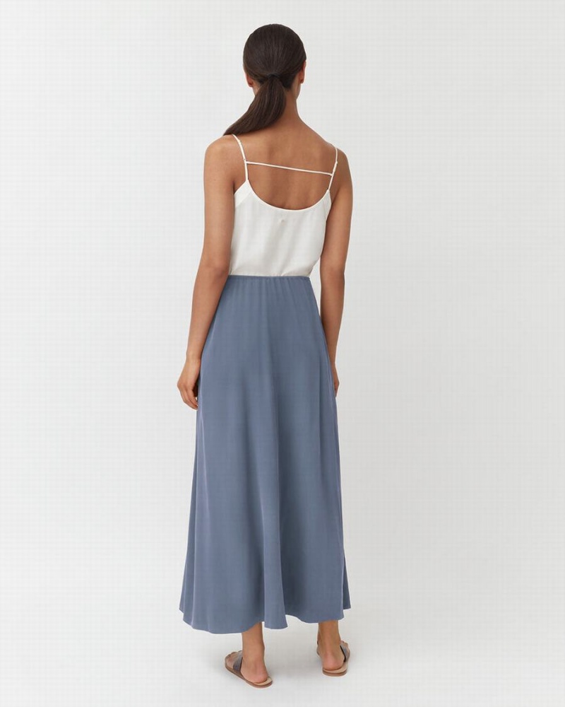 Cuyana Washable Silk Maxi Ženske Suknje Plave | QDZ6411LR